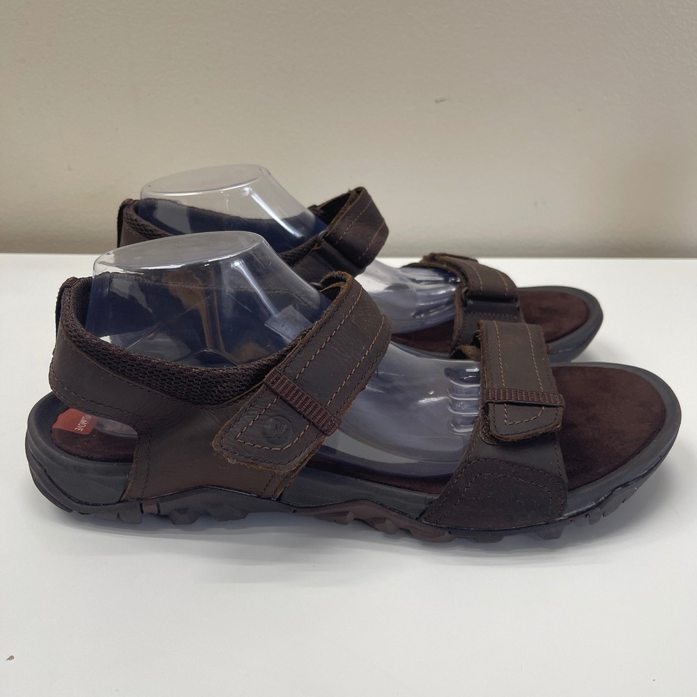 Merrell Telluride Strap Open Toe Sandals Mens 12 Brown Leather Outdoor J71099